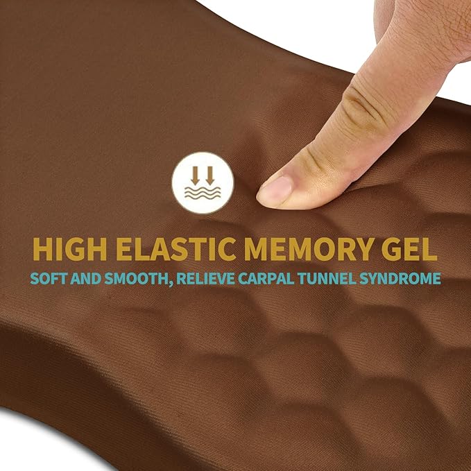 Hokafenle Ergonomic Mouse Pad Wrist Support with Massage Design, Wrist Rest Pain Relief Mousepad with Memory Foam&Non-Slip PU Base, Mouse Pads for Wireless Mouse & Desk (12x8 inch,Brown)