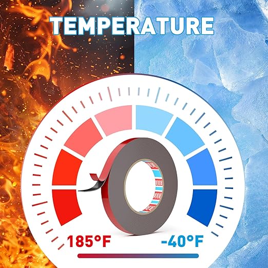 EMITEVER Double Sided Tape Heavy Duty, Tesa Adhesive Mounting Tape Waterproof, 0.59IN x 27FT Strong Acrylic Foam Tape for Walls, Automotive, Home Office Decor