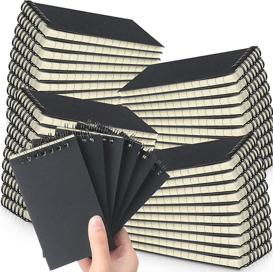 Tenceur 54 Pcs Pocket Notebook Bulk Small 3x5 Inch Spiral Notepads Mini Top Bound Notebook with Lined 120 Pages Ruled Memo Pads for Office College Nurse Essentials Back to School Gift(Black)