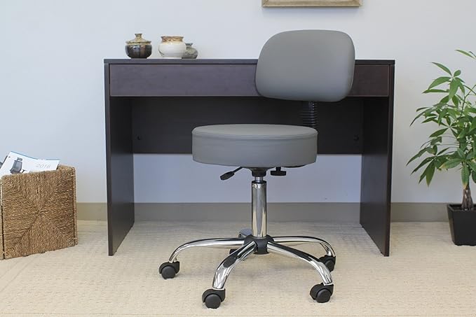 Boss Office Products Be Well Medical Spa Professional Adjustable Drafting Stool with Back, Grey (B245-GY)