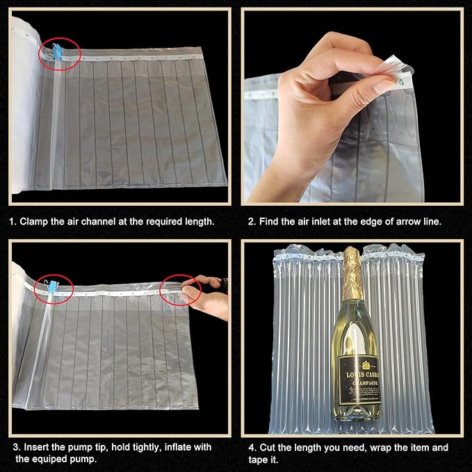 Large Bubble Cushioning Wrap for Packing, 15.75''*328' Inflatable Air Pillows for Shipping & Moving Heavy Duty Space Saving Big Box Filler, Recyclable Shipping Supplies with Pump, 55um