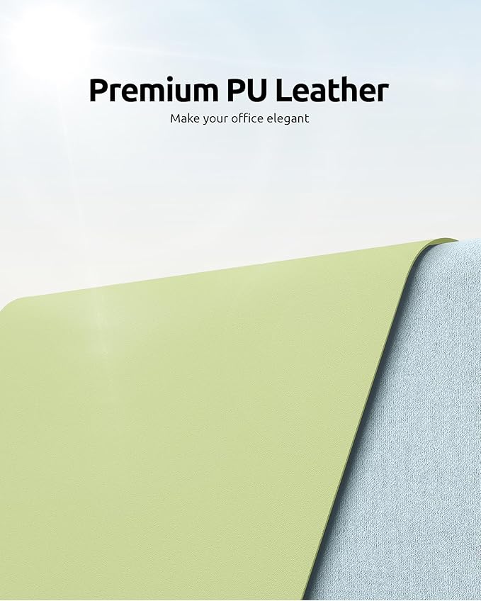 YSAGi Leather Desk Pad Protector, Office Desk Mat, Large Mouse Pad, Non-Slip PU Leather Desk Blotter, Laptop Desk Pad, Waterproof Desk Writing Pad for Office and Home (Peak Green, 23.6" x 13.8")