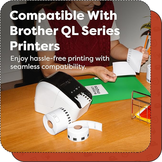 Aegis Adhesives - Compatible Labels Replacement for Brother DK-1201 (1.1" X 3.5”) Address & Barcode, Use with QL Label Printers - 12 Rolls + 1 Frame