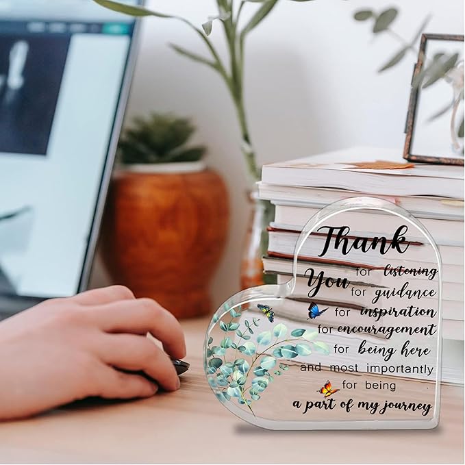 Thank You Plaque Gifts for Women Teacher, Appreciation Gifts for Coworkers Boss Lady, Thank You Gifts for Administrative Therapist Supervisor Principal Mentor Manager Gift Acrylic Plaque, Thank You Office Desk Decoration Signs
