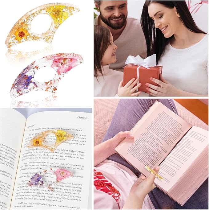 Book Page Holder, Kaluofan 2PCS Thumb Book Page Holder, Book Accessories for Reading Lovers, Handmade Dried Flower Book Opener Holder Thumb, Meaningful Gifts for Book Lovers Teachers Students