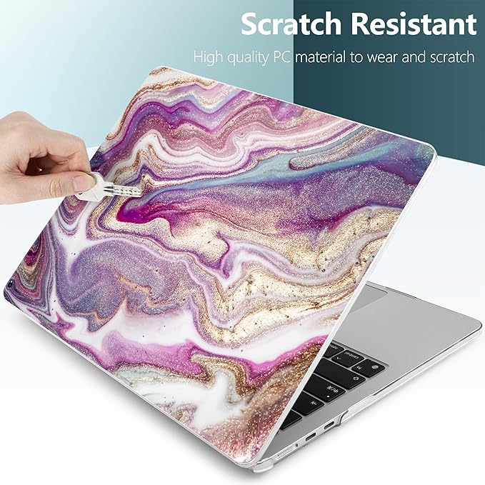 DONGKE Compatible with M4 MacBook Air 15 inch Case 2025-2023 A3241 A3114 A2941 M3 M2 Retina Display Touch ID, Plastic Hard Case & Keyboard Skin for MacBook Air 15" - Marbling Art