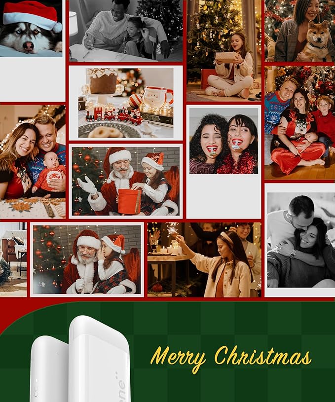 Liene 2x3” Photo Printer, Mini Instant Portable Color Mono Picture Printer Bundle 50 Zink Adhesive Paper, Bluetooth 5.0, Compatible w/iOS & Android, Small Phone Sticker for iPhone, Smartphone, White