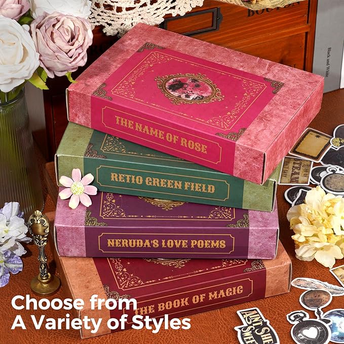 Funto Scrapbooking Kit (185 PCS), Medieval Chapter- Rose Garden, Perfect for Bullet Scrapbooking Materials, Planner DIY Craft Collage