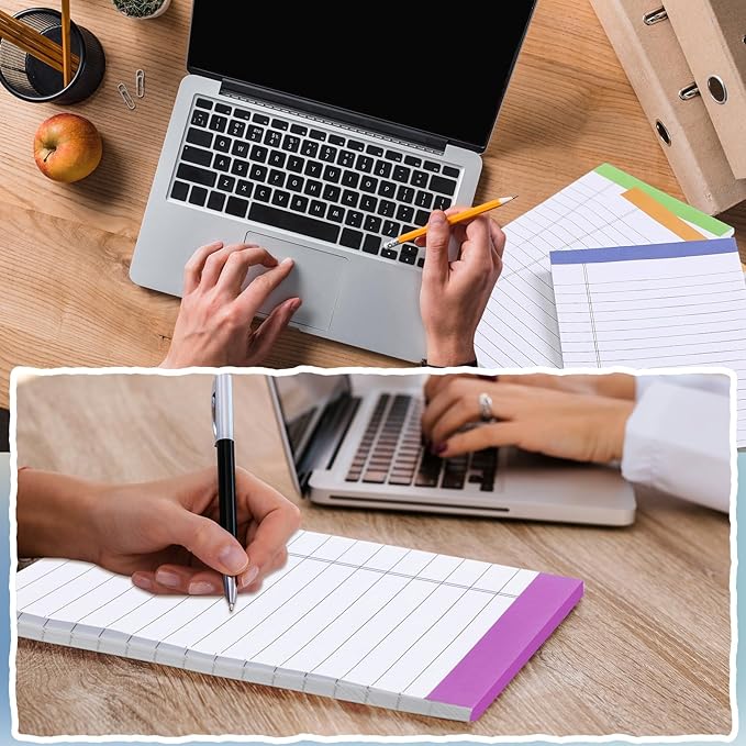 Colarr 24 Pack Legal Pads 4 x 6 Inches Lined Notepads 50 Sheets Wide Ruled Writing Pads for School College Office Business