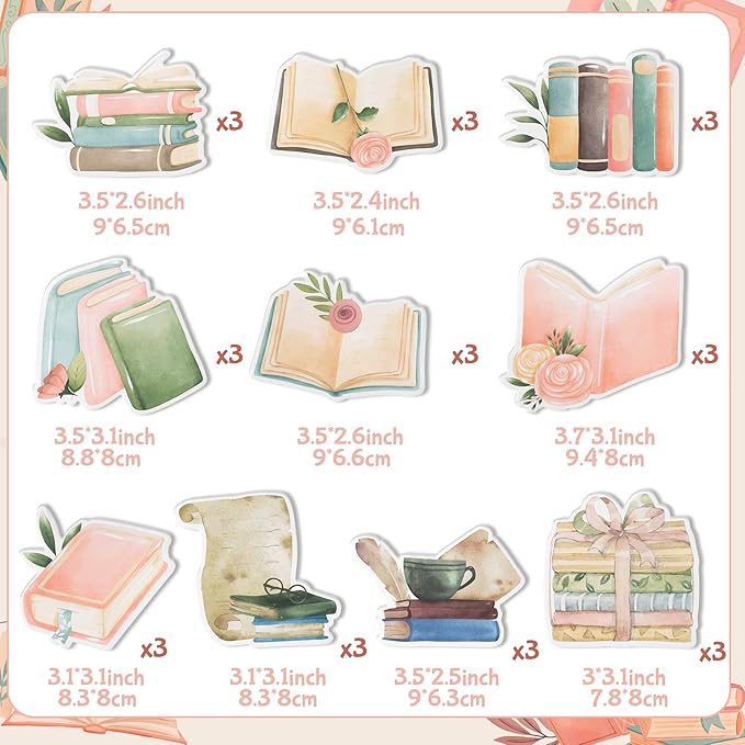 Xqumoi 30 Pack Book Lover Sticky Notes - Book Club Self Sticky Notepads Cute Writing Memo Pads for Back to School Office Supplies Teacher Appreciation Librarian Bookish Gift Birthday Party Favors