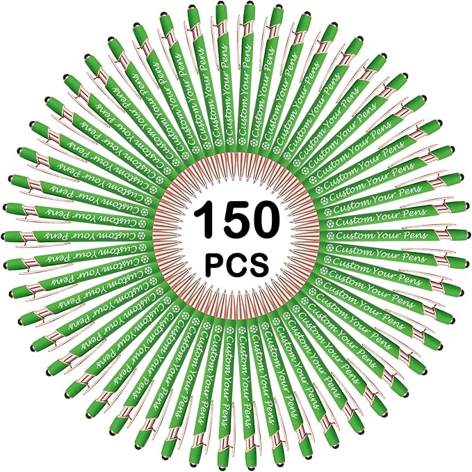 Amlion Personalized Custom Pens with Name Engraved Logo Text,150 Customized Writing Stylus Pen Promotional Item Gift for Men Women Office Business Wedding-Lighr Green