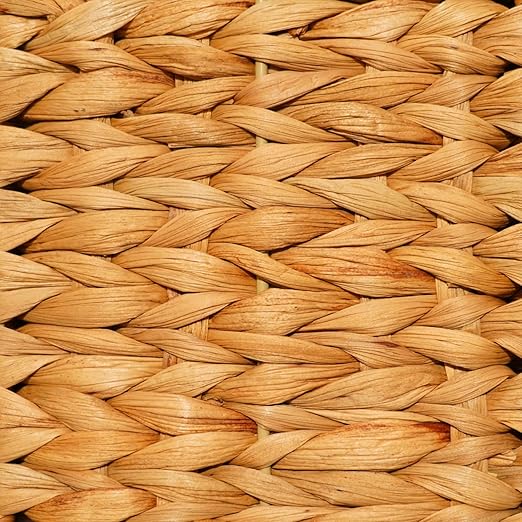 PINXIURY Bathroom Wicker Trash Can Handwoven Wicker Waste Basket with Built-in Handles Water Hyacinth Garbage Can for Bedroom Office Kitchen 100% Handmade 13" L x 7.5" W x 12.2" H, 3.2 Gallon