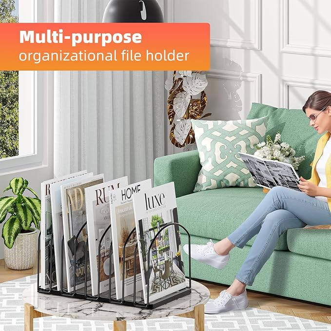 Simple Trending 2 Pack 9 Section Metal File Sorter Organizer for Desk Home Office, Black