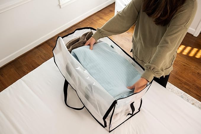 ClearSpace Heavy Duty Moving Bags or Storage Bags – Clear Storage Bins with Lids, Large Moving Boxes with Backpack Straps & Zippers – Packing Bags & Moving Supplies for College Dorm- 8 Pack