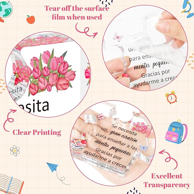 Yopyame Spanish Teacher Appreciation Gifts - Regalos para Maestra Acrylic Gifts Teacher’s Day Engraved Acrylic Puzzle Plaque End of Year Graduation Christmas Birthday Thanksgiving Gifts for Teacher