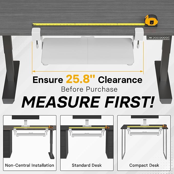 BONTEC KMT01-PJ Under Desk Keyboard Tray, Pull-Out Keyboard & Mouse Platform with C-Clamp, 20 x 11.8 in Space-Saving Ergonomic Slide-Out Drawer, White