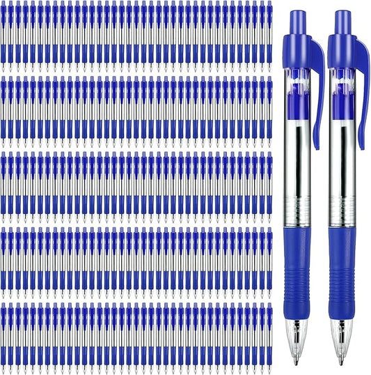 Blcculi 200 Pack Retractable Ballpoint Pens Bulk,1.0 mm Medium Point Pen,Blue Gel Ink Pens,Smooth Writing Pens with Comfortable Grip for Office Supplies Journal Writing (Blue Ink)