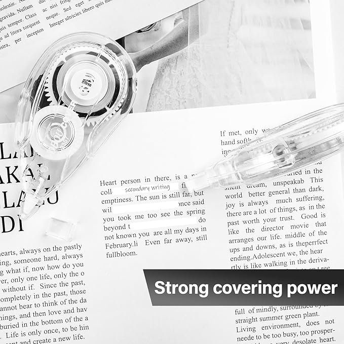 White Correction Tape Dispenser, Easy To Use Applicator for Instant Corrections, For school, Office (12pack, 6M/256, Tape Width 0.2in)