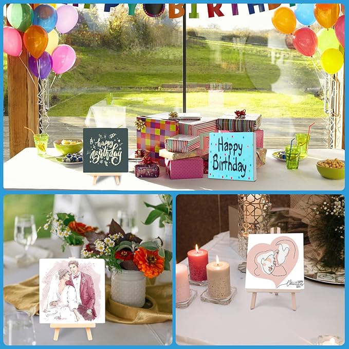 ESRICH Mini Canvases for Painting, 5x5In Canvas in Bulk 18Pack, 2/5In Profile Small Square Canvas, Blank Canvases are Great for School Projects and Kids Birthday Parties, Home Decor Project.