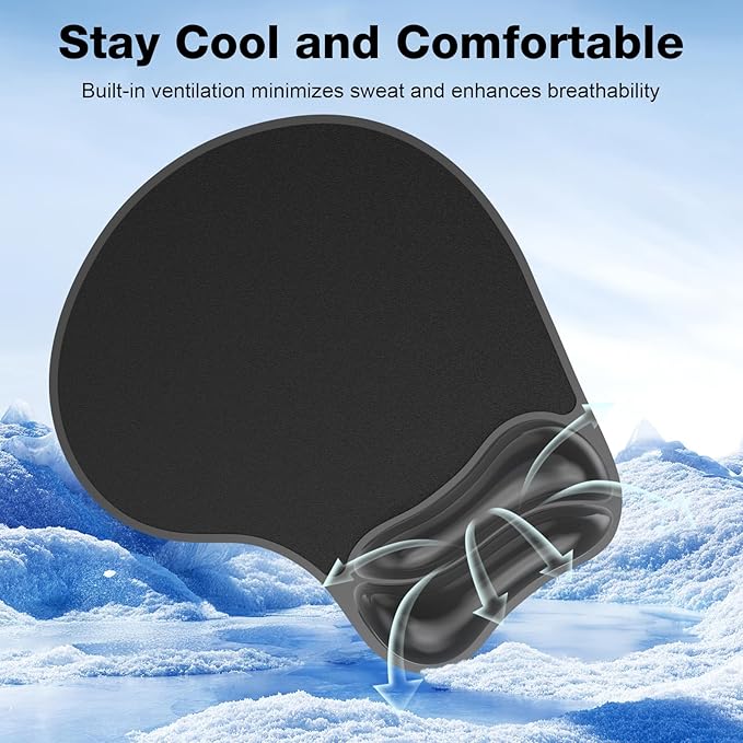 Mouse Pad with Wrist Rest, Ergonomic Mouse pad Gel Comfortable Computer Wrist Support for Laptop, Pain Relief Mousepad with Non-Slip PU Base for Office & Home Black