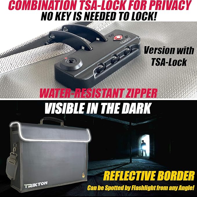 Fireproof and Waterproof Document Bag XXL 17.5x13x5 with TSA Lock, Fits A3 and Oversized Legal Files, High-Viz Design, Lock Box for Travel and Documents, Developed by USA Engineers and Firefighters