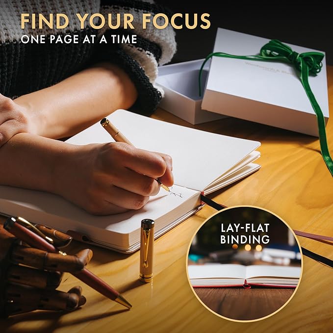 Wordsworth & Black A5 Bullet Dotted Journal 216 Dotted Pages, Hardcover Grid Dot Leather,120 GSM Paper,Journaling Notebook for Work & Sketching,Journals for Women,Men-Gifts Box Included Rose Gold