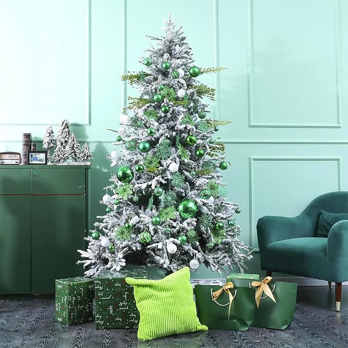 Christmas Balls Ornaments -36pcs Shatterproof Christmas Tree Decorations with Hanging Loop for Xmas Tree Wedding Holiday Party Home Decor,6 Styles in 3 Sizes(Green)