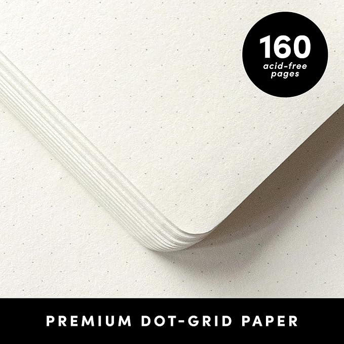 PAPERAGE Dotted Journal Notebook, (Sage Green), 160 Pages, Medium 5.6 in x 8 in - 100 GSM Thick Paper – Hardcover Journaling Notebook for Work, School & Bullet Journaling