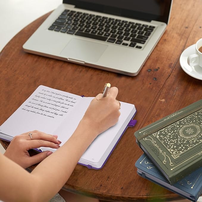 TIEFOSSI Dotted Notebook, 160gsm Thick Paper, Hardcover Dot Grid Journals for Women Men, 192 pages, for Travel, School and Office Use