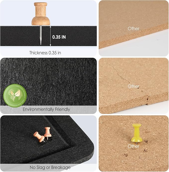 MaxGear Bulletin Board 35" x 17.5", Foldable Small Felt Board Vision Board Supplies, Cork Board for Office, Home, School, Pin Boards for Walls Decorative Picture Framed Display Board Black