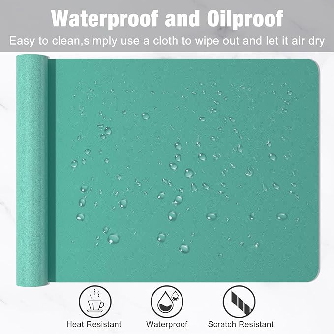 Hsurbtra Desk Pad, 35.5" x 17" PU Leather Desk Mat, XXL Extended Mouse Pad, Waterproof Desktop Blotter Protector, Non-Slip Ultra Thin Large Laptop Keyboard Writing Mat for Office Home, Fruit Green