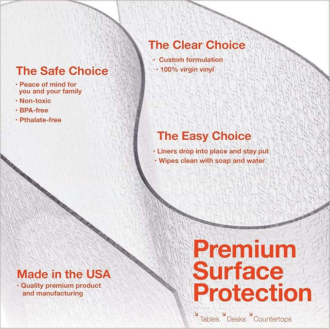 Clear Table Protector, USA Made, Safe, 39.4 x 63 Inch, 2mm Thick Pebble Textured Vinyl, Custom Clear Table Cloth Cover Rectangle, Custom Water Resistant Table Cover