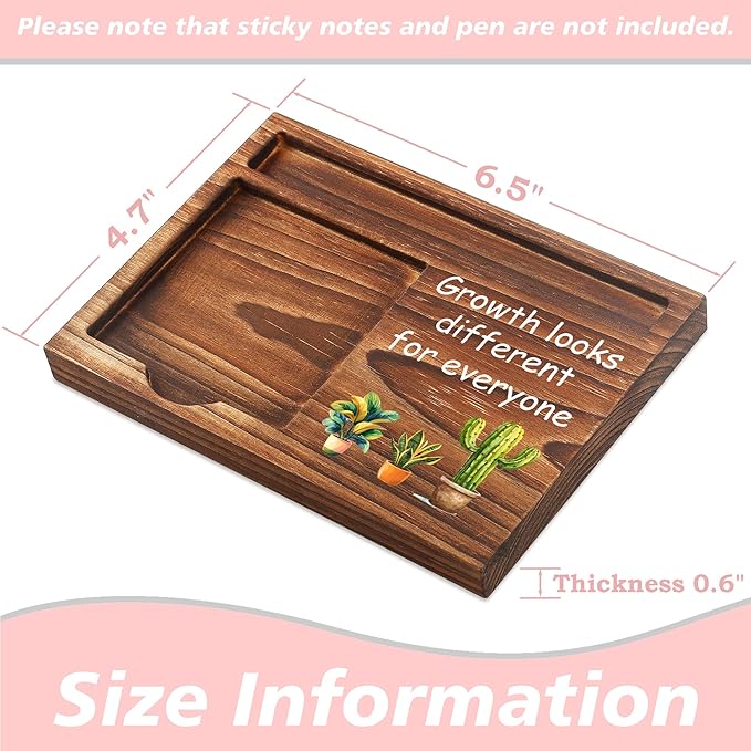 Inspirational Sticky Note Holder Wooden Notepad & Pen Holder 6.5" x 4.7" Positive Vibes Sticky Note Pad Holder Dispenser for Desk Affirmations Motivational Gifts, NPA257