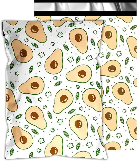 Poly Mailers 14.5x19 Inch 50 Pcs - Avocado printed Shipping Bags, 2.4mil Thickness, Waterproof and Tear Resistant Mailing Envelopes, Self-Sealing Packaging Bags for Small Business