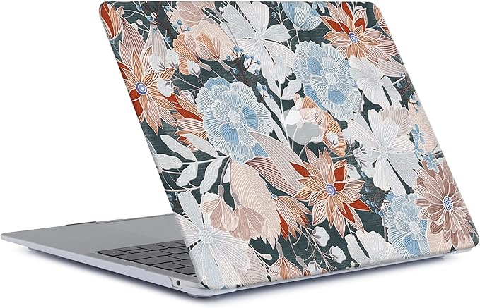Case Compatible with MacBook Air 11 Inch Model A1370 & A1465, 2 in 1 Matte Plastic Laptop Hard Shell Snap on Case Bundle with Keyboard Cover for Mac Air 11,6" - Embroidered Flower