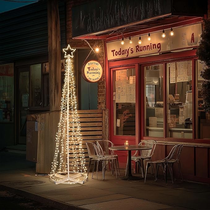 Yescom Vast-Starry 12' Giant-Sized LED Cone Tree Christmas Light with Star 1120 Solar 8 Model Lighting Outdoor Yard Shopping Mall Cafe Restaurant Store Bar Deck Event Holiday Inground Outside House