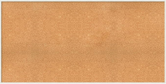 Amanti Art Natural Cork Board for Wall, 29x57 Vision Board with White Frame, Oversize Corkboard Office Decor for Home Organization, Modern Corkboard Pinboard to Display Items for Home Organization in