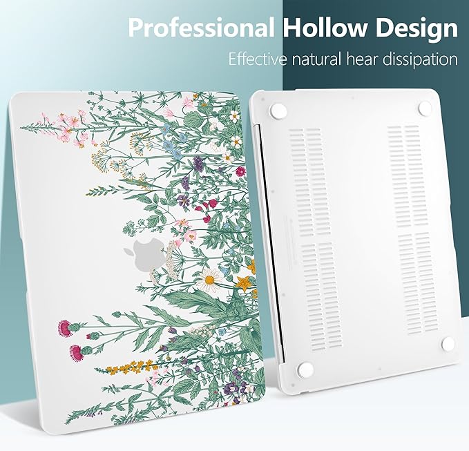DONGKE Compatible with MacBook Air 13 inch Case 2021 2020 2019 2018 Release A2337 M1 A2179 A1932 with Retina Display & Touch ID, Plastic Hard Shell & Keyboard Cover - Garden Floral