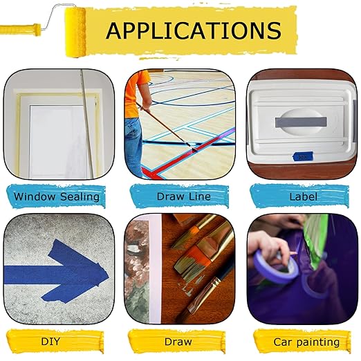 4 Rolls Premium Painters Tape, Blue Tape, Masking Tape, Paint Tape for Multi-Purpose, Painting, Painter's, DIY Crafts Arts (88yd =0.94IN*22yd*4) Decoration Labeling No Residue, Easy Removal