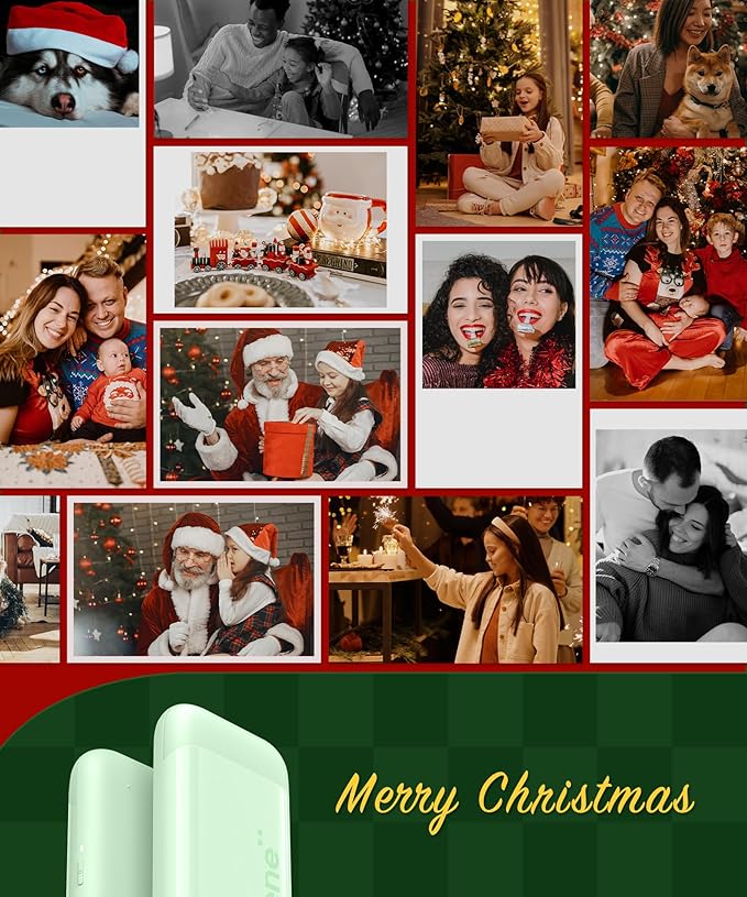 Liene Photo Printer, 2x3” Mini Portable Instant Photo Printer Bundle w/ 50 Zink Adhesive Paper, Bluetooth 5.0, Compatible w/iOS & Android, Small Color Mono Picture Printer for iPhone, Smartphone Green
