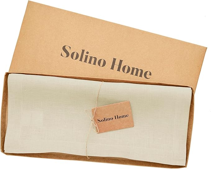 Solino Home Linen Birch Table Runner 132 Inches Long - 100% Pure Linen Extra Long Table Runner 14 x 132 Inch for Fall, Autumn, Thanksgiving - Fete