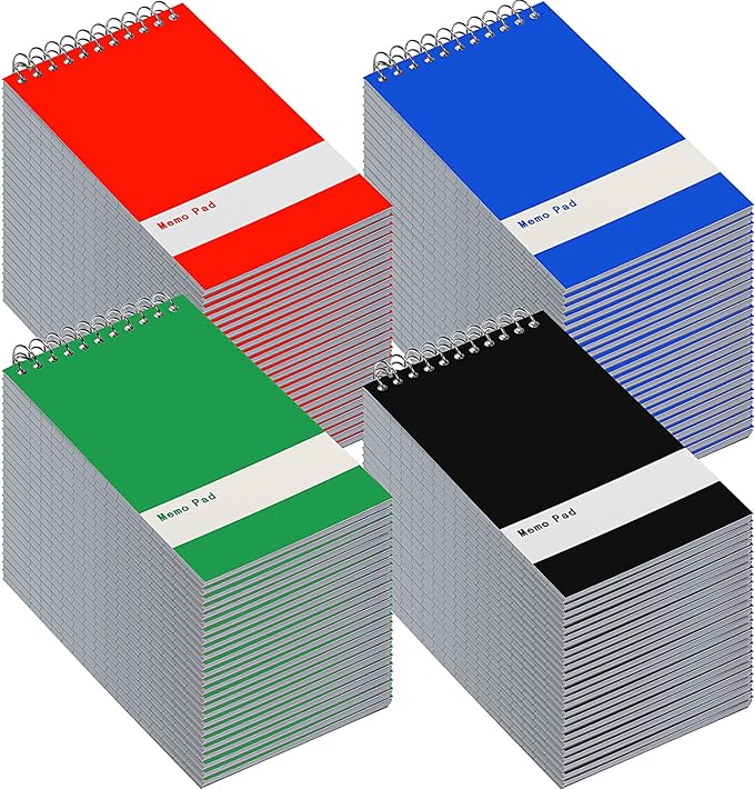 Thenshop 50 Pads Spiral Memo Bulk 3'' x 5'' Top Bound Memo Book 60 Sheets Small Mini Notebooks Lined Wire Bound Pocket Steno Book for Home, Office, School (Classic Colors)