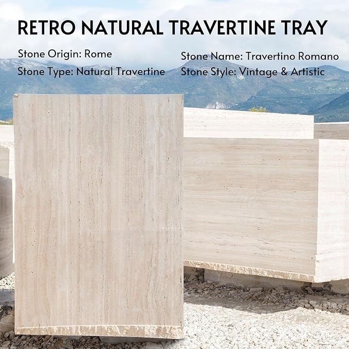 Koville Marble Square Book Ends, Heavy Duty Book Holders, Bookends for Shelves, Office Bookshelf Decor for CDs/Video Games(Travertino Romano)