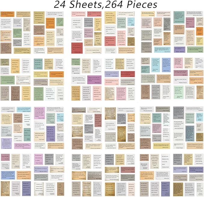 Scrapbook Supplies - 24 Sheets 246 Pcs Word Quote Stickers, Junk Journal Supplies for Scrapbooking, Bullet Journal, DIY Craft Card Making