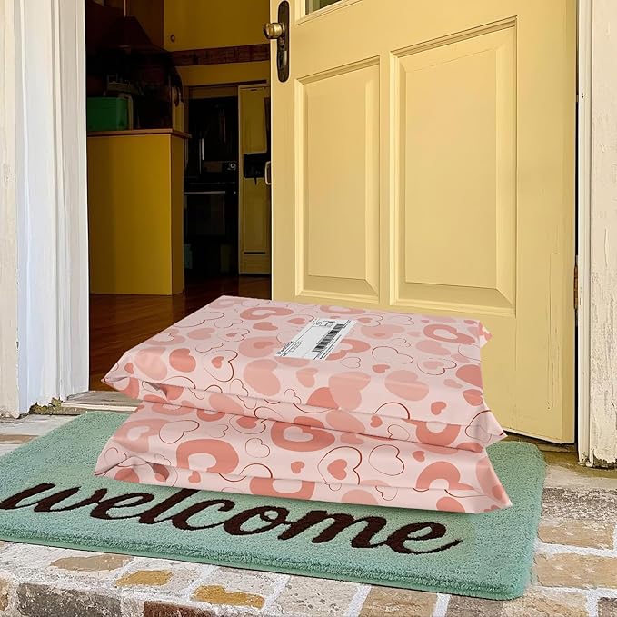 Pink Heart Poly Mailer 10x13 Inch 25 Pcs, Waterproof Shipping Bags for Clothing, Tear-Resistant Mailier Bags, Strong Mailing Bags with Self-Seal
