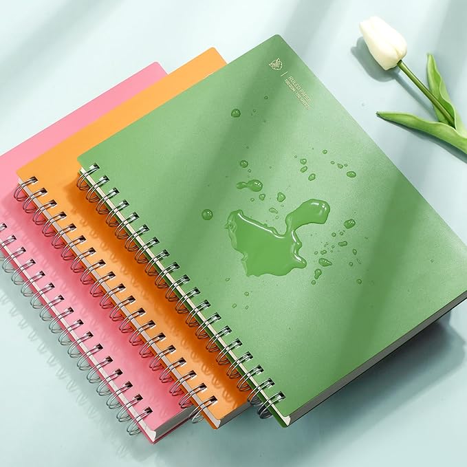 EMSHOI B5 Spiral Notebook College Ruled Lined Journal, Large 7.48" X 10.15", 300 Pages/150 Sheets, 100gsm Thick Paper, Waterproof Hardcover, for Office School Women Men Work Writing Notes-Green