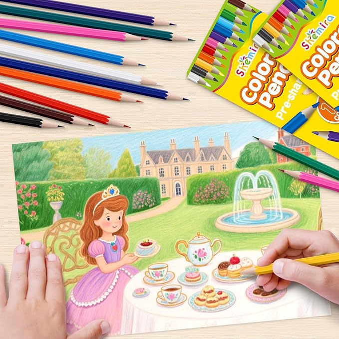 Shemira 100 Pack (1200 Count) Colored Pencils Bulk Set for Kids, Pre-sharpened Coloring Pencil in 12 Colors, Erasable Color Pencils', School Supplies for Kids Teachers, Back to School Supplies