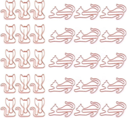 80 Pcs Rose Gold Cat Creative Metal Paper Clips - Fun Office Supplies for Cat Lovers (Rose Gold Catg)