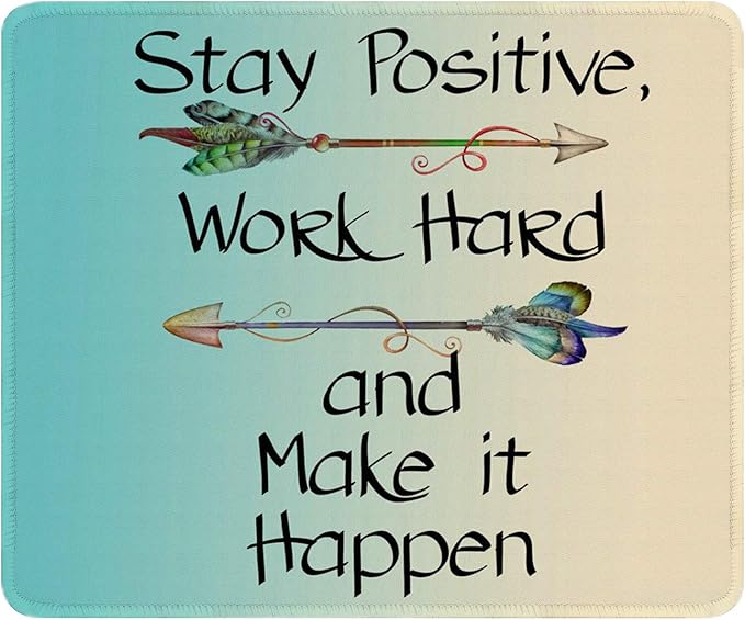 Auhoahsil Mouse Pad, 12 x 10 in Thick Rubber Premium-Textured Non-Slip Stitched Edges Waterproof Square Mouse Mat with Cute Pattern for Gaming Work Computer Office, Larger, Inspirational Quotes