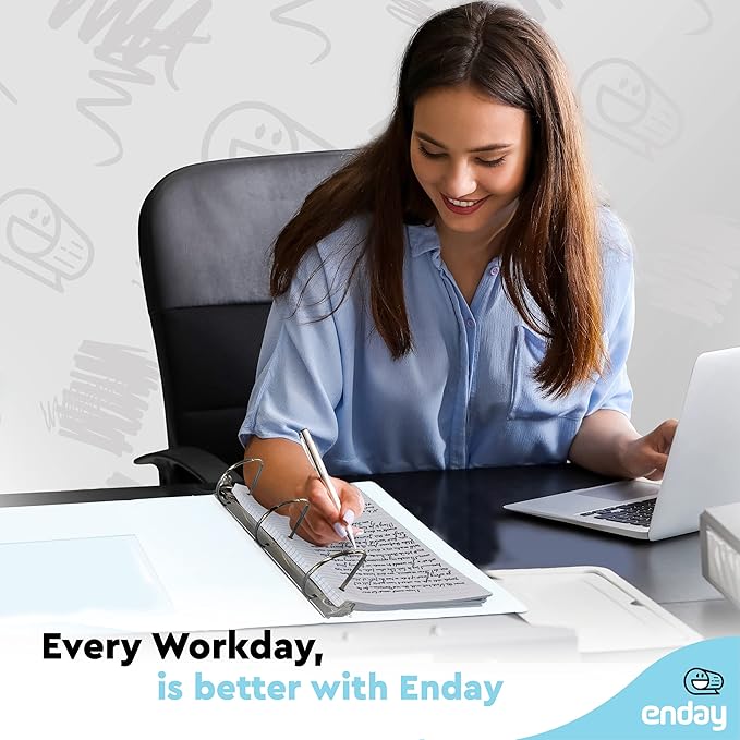 3 Inch Binder 3 Ring Binders White, Slant D-Ring 3” Clear View Cover with 2 Inside Pockets, Heavy Duty Colored School Supplies Office and Home Binders – by Enday